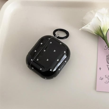 CUTECASEハート柄 Airpods 4ケース リボンキーホルダーとリング付 Airpods3/Pro2ケース airpodsproカバー 可愛い 女子力高いCM5093
