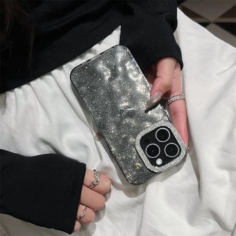 CUTECASE女子力アップ アイフォン15プロ/15プロマックスケース キラキララメ入り iPhone14pro/13promaxカバー 高級感 CM4285