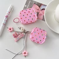 CUTECASE キラキラ感水玉模様 Airpods Pro3ケース うねうねライン Airpods4/3カバー pro2/pro1 リング/花キーホルダー ギフトにおすすめCM6382