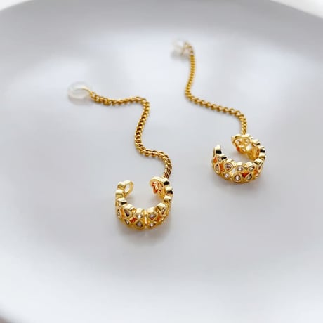 CUTECASEお洒落 AirPods用イヤークリップ 落下紛失防止 シック 可愛い イヤホンストラップ ホルダー キラキラ ゴールド 人気 2点CM5863