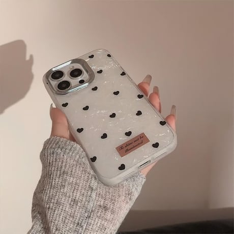 CUTECASEハート柄 iPhone16/16proケース ホワイト iPhone14promax/13pro/12ケース かわいい 女子力アップCM4569