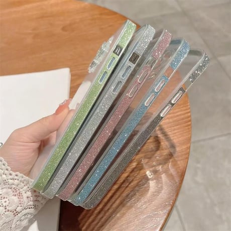 CUTECASE【iPhone15対応】ラメ入り枠 iphone14/13/12promaxカバー キラキラ シンプル オシャレカメラレンズカバー 全面保護 高品質 薄型 黄ばまないCM1877