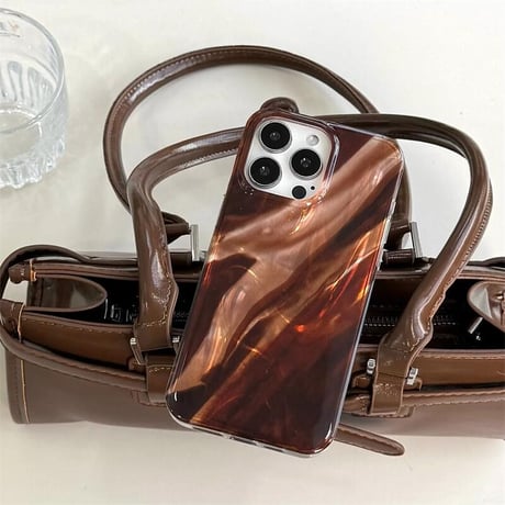 CUTECASE 琥珀色 iPhone16pro/17ケース 暈し染めカラー iPhone15/14promaxカバー キラキラ光る オシャレ 大人可愛い CM5631