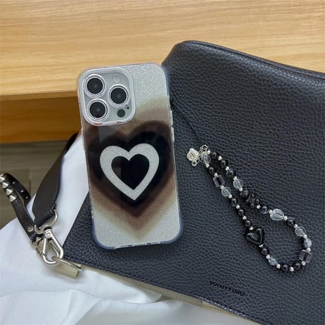 CUTECASEハート柄 iPhone15/15pro/15plusケース ストラップ付 iPhone14/13pro/12ケース 女子力アップ キラキラCM4400