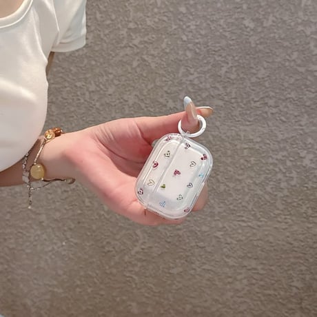 CUTECASE ピーチ/ハート柄 AirpodsPro3ケース クリア Airpods4/3カバー pro2/Pro1ケース 可愛い 甘めコーデCM6473