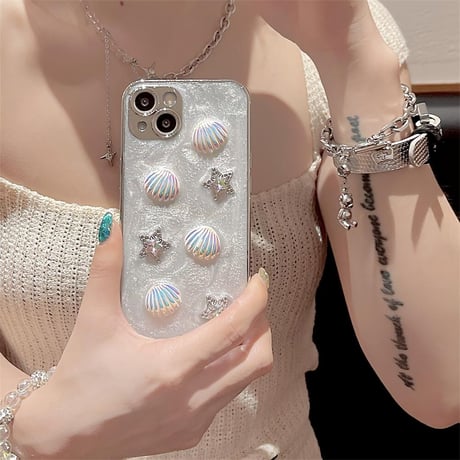 CUTECASE シェル iPhone15/15proケース チャーム付 iPhone14/13pro/12カバー キラキラ 女子力アップCM4540