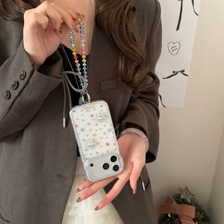 CUTECASE キラキラリボン/星 iPhone17Promaxケース 可愛いストラップ iPhone17pro/16pro/15ケース 大人可愛い CM5820
