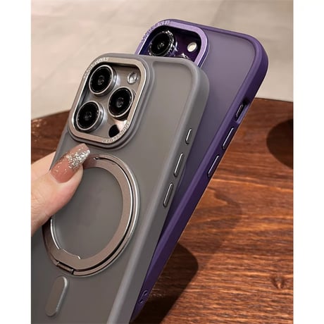 CUTECASE360度回転スタンド iPhone15Pro/15ProMaxケース Magsafe対応 マット iPhone14/13/12proカバー 耐衝撃耐久性 半透明CM3755