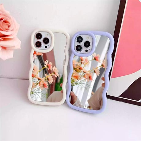 CUTECASE うねうねミラー iPhone16pro/15ケース 淡色系 iPhoneSE/14/13Promax/12/11カバー 使いやすい おしゃれCM5284
