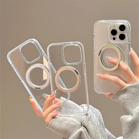CUTECASEMagSafeリングスタンド iPhone16Pro/16ケース 透明 iPhone15Pro/14Pro/13ケース 多機能品質よい 四角耐衝撃CM5178