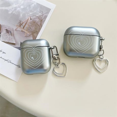 CUTECASEハート柄 Airpods4ケース メッキ AirpodsPro2ケース airpods3/2ケース ハートキーチェーン付 プレゼントにおすすめCM5433