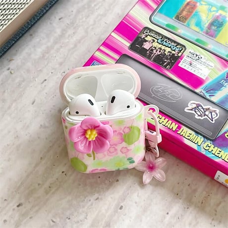 CUTECASEエアポッズ 第４世代ケース 花柄 Airpods3/Pro2ケース airpodspro2カバー 花キーチェーン付 春夏向け 可愛いCM5231