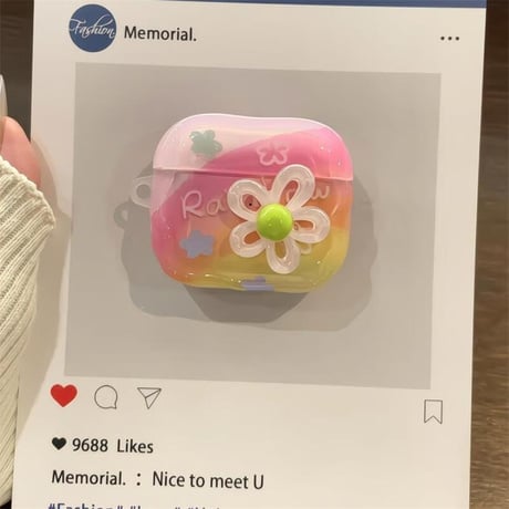 CUTECASE 可愛い AirpodsPro3ケース 花柄 Airpods4/3/Pro2ケース 花ストラップ付き うねうね キュートCM5671
