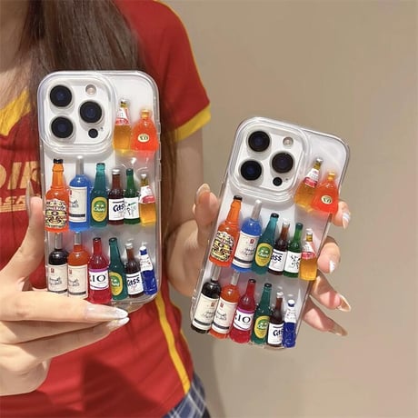 CUTECASE酒ボトル iPhone16/16proケース かわいい iPhone15plus/14pro/13カバー 頑丈個性ファッション CM5401