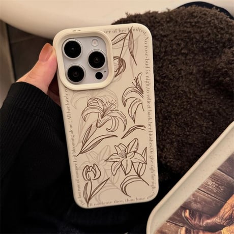 CUTECASE ゆり 花柄 iPhone16Pro/16ケース 高級感 iPhone15Pro/14Promax/13/12カバー エレガント 指紋防止 大人女子必見 CM4825