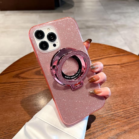 CUTECASEキラキラ iPhone15/15Proケース Magsafeリングスタンド付 アイフォン14pro/13Promaxカバー 綺麗 多機能 丈夫CM4046