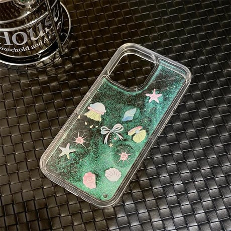 CUTECASE液体ラメ iPhone16pro/16ケース 動くヒトデ/シェル iPhone15pro/14/13promaxカバー 可愛い ギフトにおすすめ 夏に人気CM5481