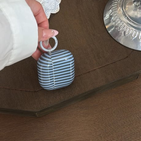 CUTECASEストライプ柄 AirpodsPro3ケース オシャレ Airpods4カバー AirpodsPro2/Pro1カバー リング付き オシャレさんにおすすめCM6242