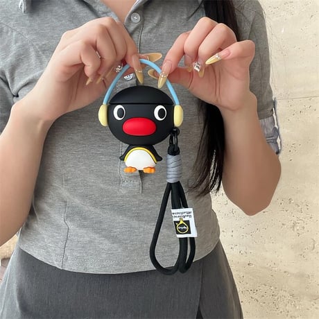 CUTECASE ペンギン Airpods4ケース ストラップ付 AirpodsPro2ケース エアーポッズ3/2 頑丈 かわいい ギフトにおすすめCM5621