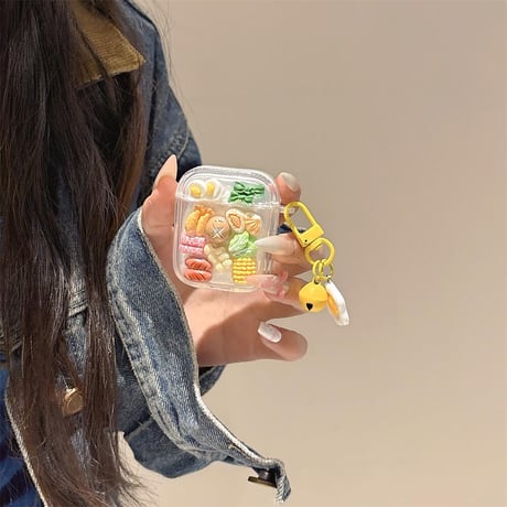 CUTECASE食べ物 Airpods 4ケース 玉子焼きキーチェーン付 Airpods3/Pro2ケース airpodspro2カバー 女子力UP 大人可愛い ギフトにおすすCM5248