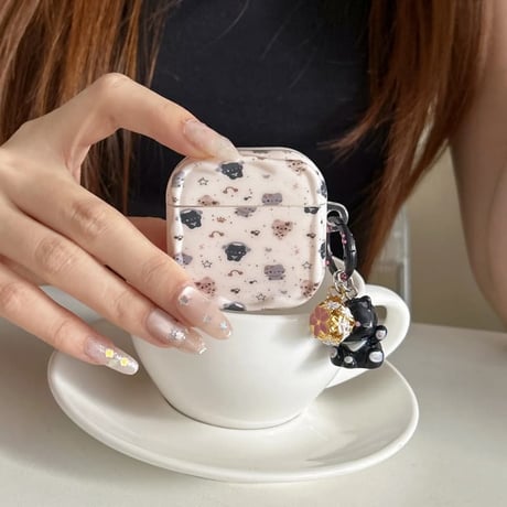 CUTECASE 黒猫ちゃん Airpods Pro3ケース CATキーホルダ Airpods 4/3カバーケース AirpodsPro2/1 かわいい CM6389
