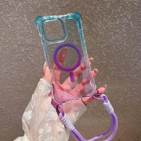 CUTECASEストラップ付耐衝撃 iPhone16pro/16promaxケース Magsafe充電 iPhone15pro/14promax/13カバー 黄ばまない CM5509