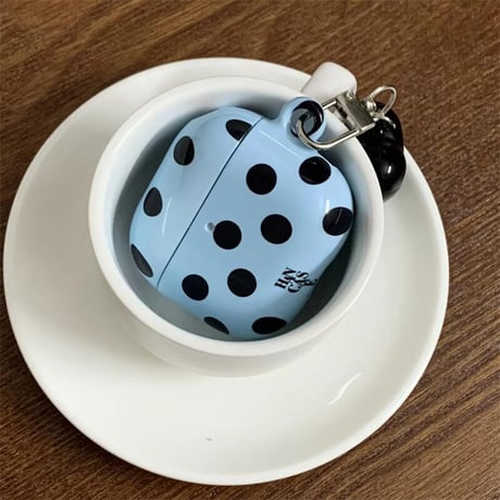 CUTECASE韓国風 Airpods4ケース 水玉模様 AirpodsPro2ケース airpods3/2カバー かわいい ハートキーチェーン付 シック CM5322