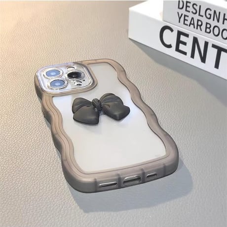 CUTECASE うねうね iPhone16/16Plusケース リボン 透明iPhone15Pro/14/13proカバー 落下防止 かわいいCM4649