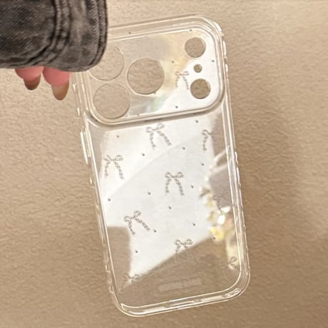 CUTECASE リボン柄 iPhone17Pro/17ケース 透明光沢感 iPhone17ProMax/16Pro/15カバー 女子力高い 使いやすい CM5887