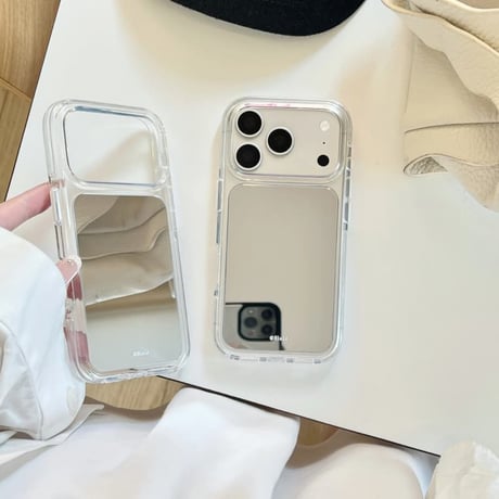 CUTECASE ミラーiPhone17Promaxケースシンプル風 iPhone17/16Pro/15ケース メイク直しに便利 夏に人気 CM6346