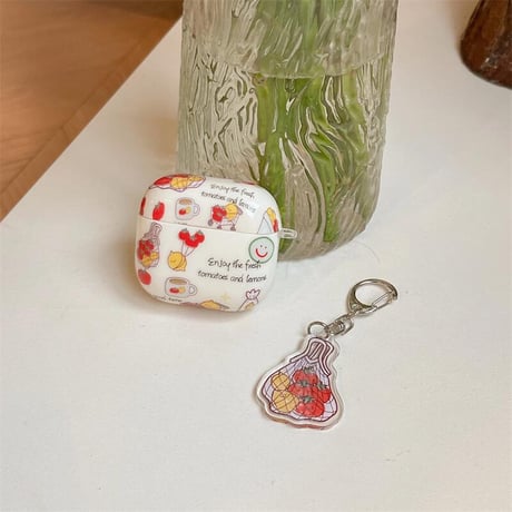 CUTECASE 落書き Airpods4ケース 果物キーチェーン AirpodsPro2ケース airpods3/2ケース gift 個性ファッションCM5535