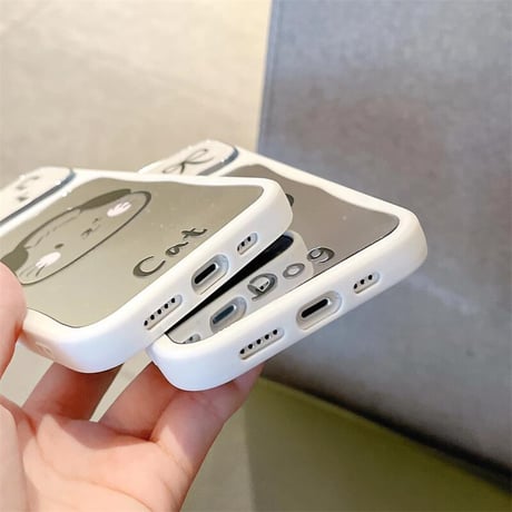 CUTECASE Dog/Cat 鏡 iPhone15pro/15ケース お揃い iphone14/13/12proカバー 可愛い 便利 ギフトに最適CM4375