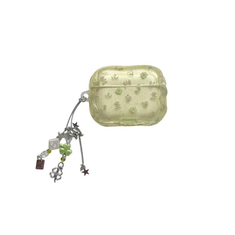 CUTECASE グリーン 花柄 Airpods Pro3ケース うねうね Airpods 4/3カバーケース AirpodsPro2/1 オシャレ 高級感 CM6257