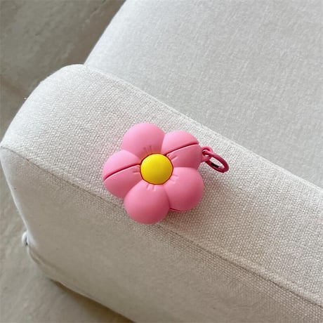 CUTECASE花 Airpods4ケース ギフトにおすすめ AirpodsPro2ケース airpods3/2ケース リング付 シリコン ピンクCM5510