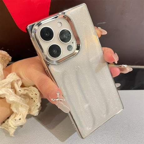 CUTECASE スクエア 大理石調 iPhone16Pro/17ケース ラメ入り おしゃれ iPhone15Promax/14/13カバー シック 丈夫CM5583