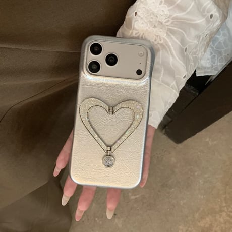 CUTECASE キラキラ感ハートスタンド iPhone17/17Proケース 鏡/レザー iPhone16Pro/15ProMaxケース 多機能便利 おしゃれCM6372