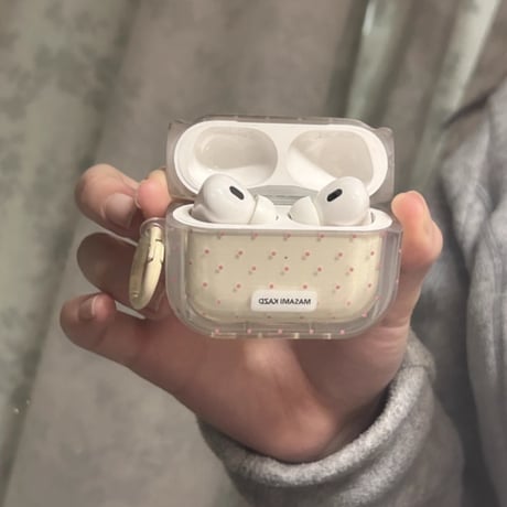 CUTECASE ピンク水玉模様 Airpods Pro3ケース 頑丈 Airpods 4/3カバー AirpodsPro2/1 リング付 韓国っぽ 淡色系 CM6110