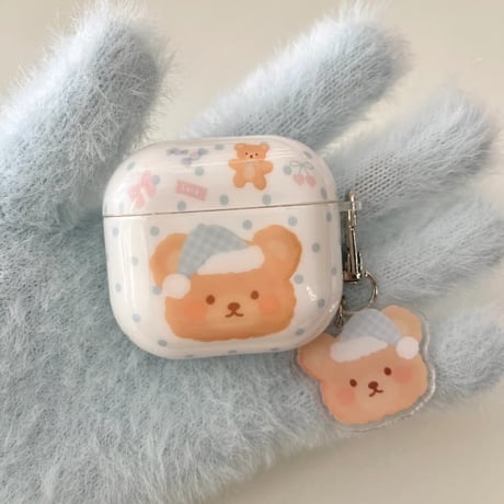 CUTECASE 熊さん Airpods Pro3ケース ギフトにおすすめ Airpods 4/3カバーケース AirpodsPro2/1 キーホルダー付 めっちゃ可愛い CM6373