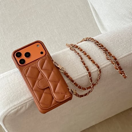 CUTECASE 革製 iPhone17Pro/17ケース カード入れ付 ショルダーチェーン付 iPhone17Promax/Air/16Proカバー 傷が付きにくい 高級感 耐久性CM5773