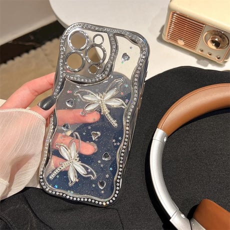 CUTECASEトンボ iPhone16pro/16カバー ダイヤ iPhone15pro/14promax/13ケース ジュエリーデコ 上品 大人可愛い CM5331