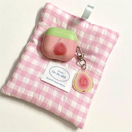 CUTECASEグアバ Airpods4ケース 果物 AirpodsPro2ケース airpods3/2カバー かわいい キーチェーン付 艶感 CM5318