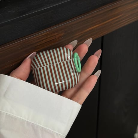 CUTECASEストライプ柄 AirpodsPro3ケース オシャレ Airpods4カバー AirpodsPro2/Pro1カバー リング付き オシャレさんにおすすめCM6242