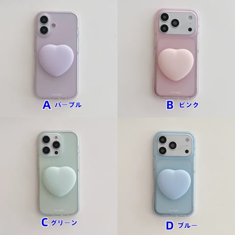 CUTECASE パステルカラー iPhone17Promaxケース ハートグリップ iPhone16Pro/15pro/17Proケース マット 指紋防止CM6476