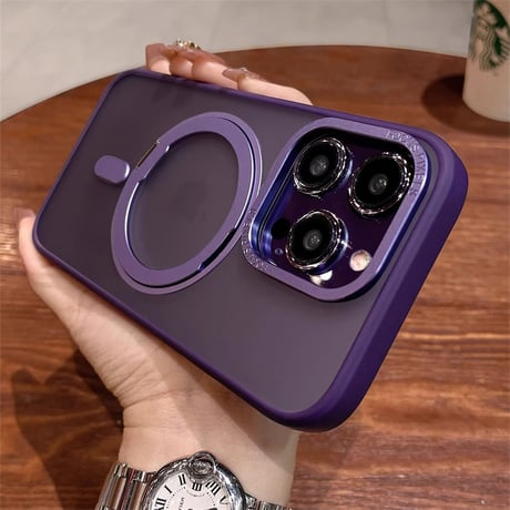 CUTECASE360度回転スタンド iPhone15Pro/15ProMaxケース Magsafe対応 マット iPhone14/13/12proカバー 耐衝撃耐久性 半透明CM3755