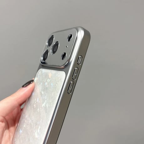 CUTECASE シェル柄 iPhone17Promaxケースメッキ iPhone16promax/15/14カバー シンプル 光沢感CM6219