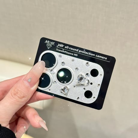 CUTECASE ハートダイヤレンズカバー iPhone17ProMax/17Pro カメラレンズフィルム 金属製 おしゃれ 頑丈 キラキラ 耐久性耐衝撃 CM6502