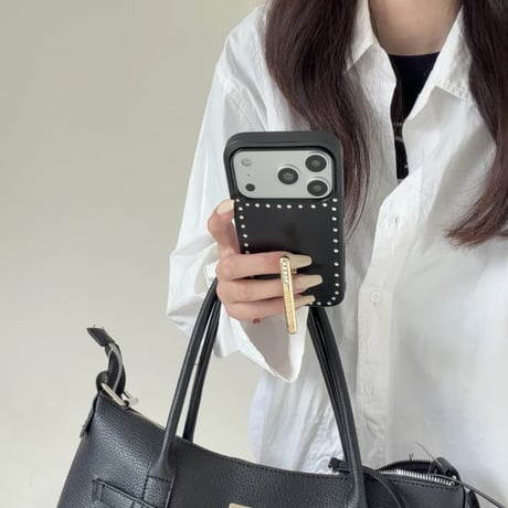 CUTECASE ダイヤスタンド iPhone17Promaxケース ストーンライン レザー iPhone17pro/16/15/14カバー 高品質 オシャレCM6322