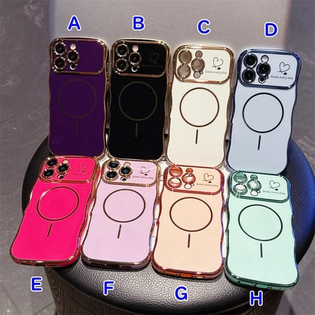 CUTECASEうねうねライン iPhone16e/16proケース Magsafe対応 ハート柄 iPhone15pro/14/13/12カバー 頑丈 涼しい感じ 人気CM5359