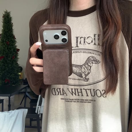 CUTECASE ダブルミラー iPhone17Pro/17ケース スタンド機能 レザー/布 上品 iPhone17ProMax/16Pro/15ケース 高品質 頑丈 人気 CM5974