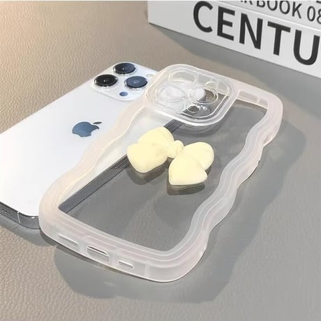 CUTECASE うねうね iPhone16/16Plusケース リボン 透明iPhone15Pro/14/13proカバー 落下防止 かわいいCM4649